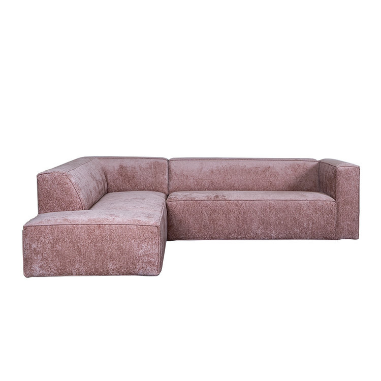 Canapé d'angle Memphis rose tissu chenille gauche