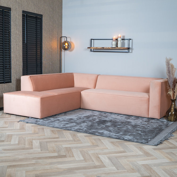 Canapé d'angle en velours Memphis rose gauche