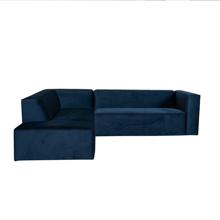 Canapé d'angle en velours Memphis bleu gauche