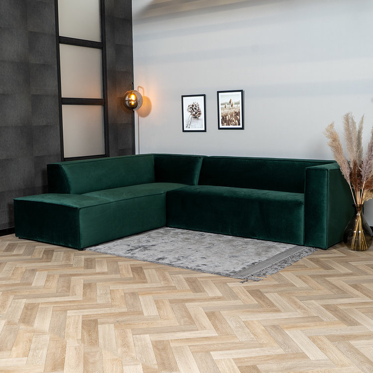 Canapé d'angle en velours Memphis vert foncé gauche