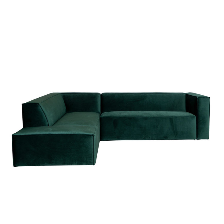 Canapé d'angle en velours Memphis vert foncé gauche