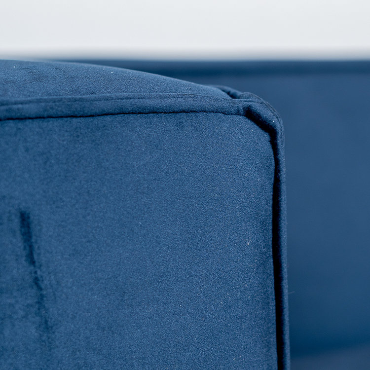 Canapé d'angle en velours Memphis bleu droit