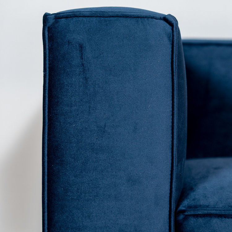 Canapé d'angle en velours Memphis bleu droit