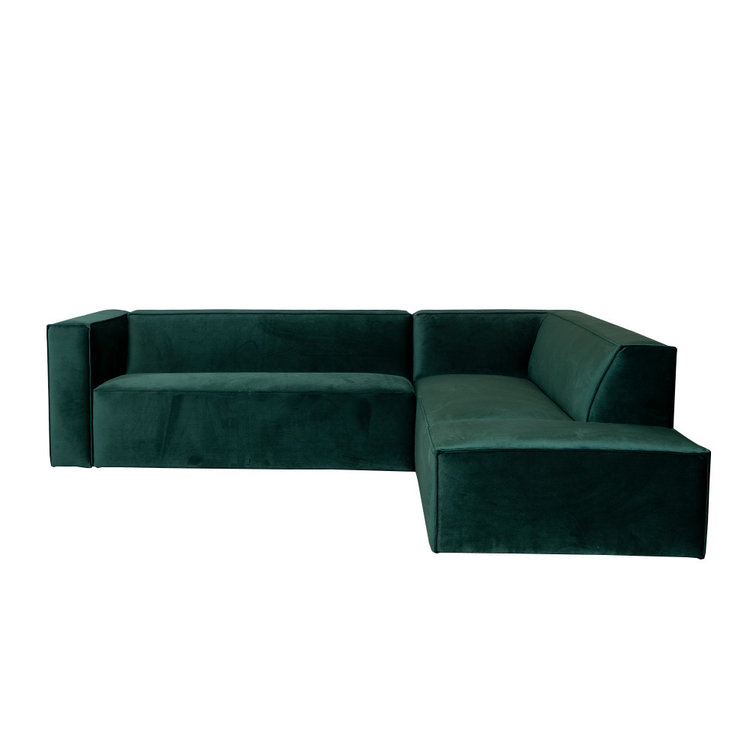 Canapé d'angle en velours Memphis vert foncé droit