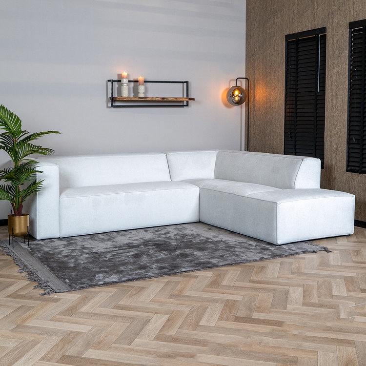 Canapé d'angle scandinave Memphis tissu chiné blanc droit