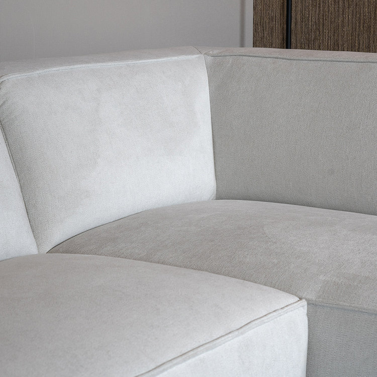 Canapé d'angle scandinave Memphis tissu chiné blanc droit