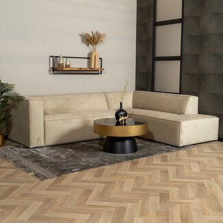 Canapé d'angle scandinave Memphis tissu chiné taupe droit