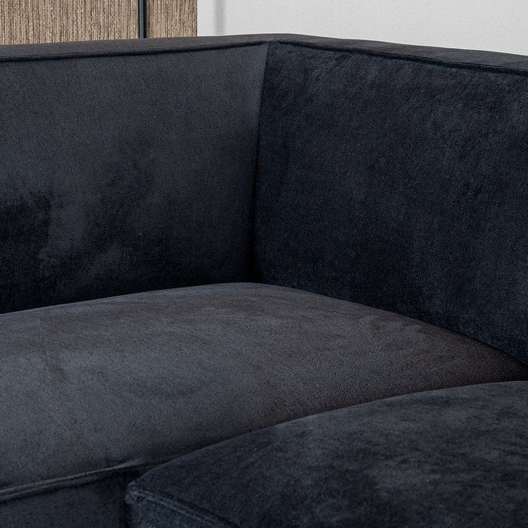 Canapé d'angle scandinave Memphis tissu chiné noir gauche