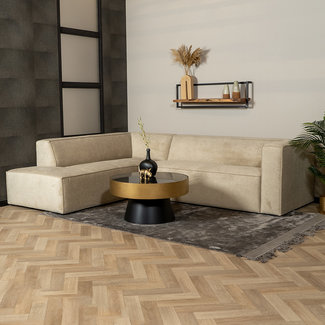 Canapé d'angle scandinave Memphis tissu chiné taupe gauche