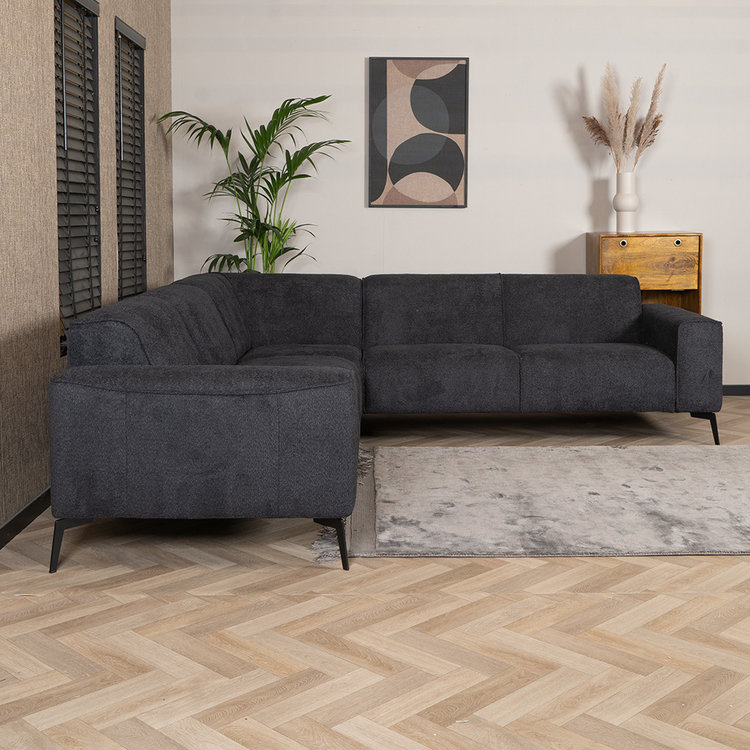 Canapé d'angle scandinave Vegas bouclette noir gauche/droit