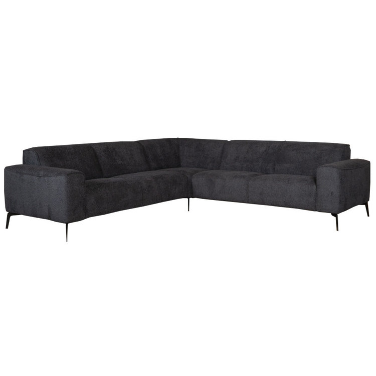 Canapé d'angle scandinave Vegas bouclette noir gauche/droit