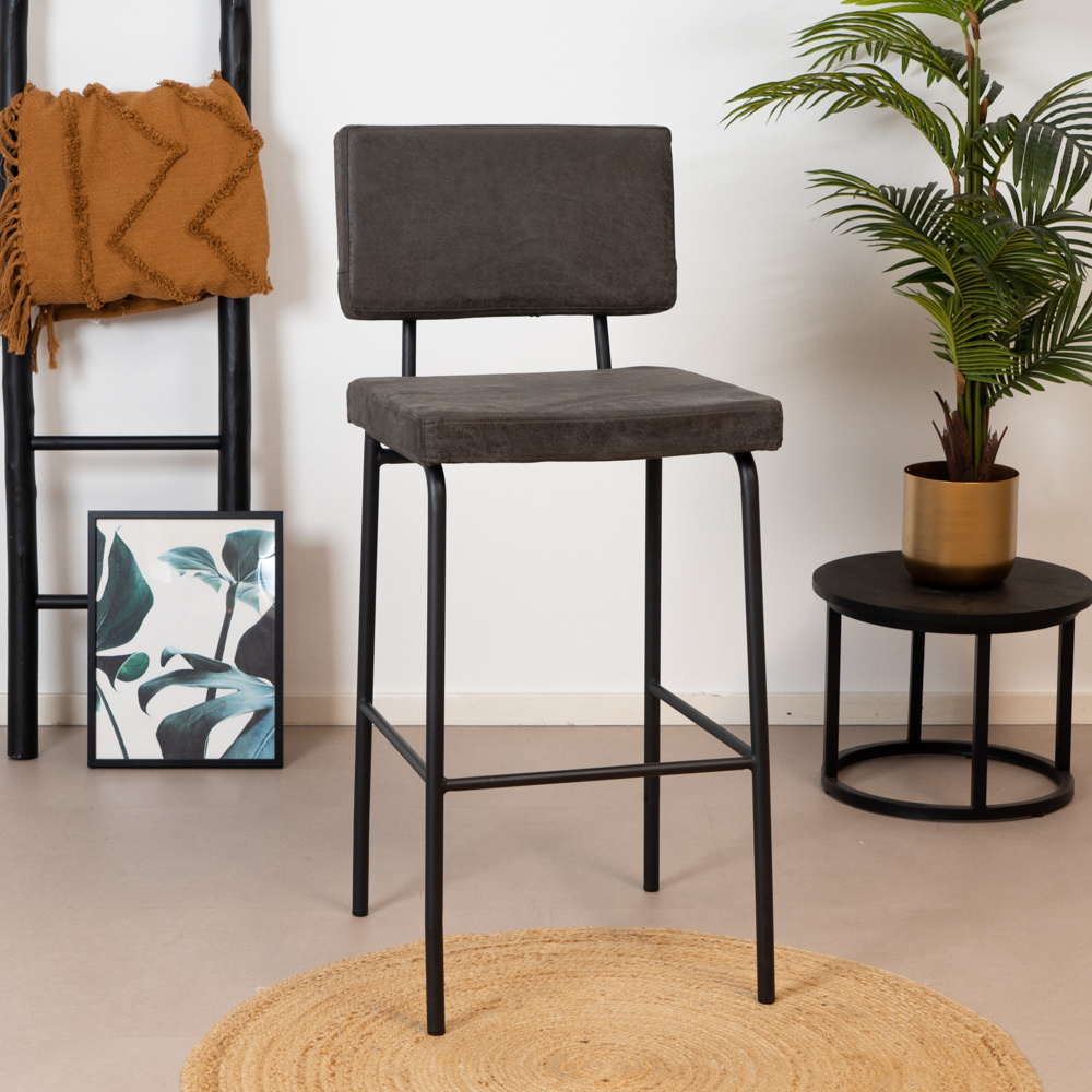 Tabouret de bar Espen Eco-cuir anthracite 64 - 77 cm