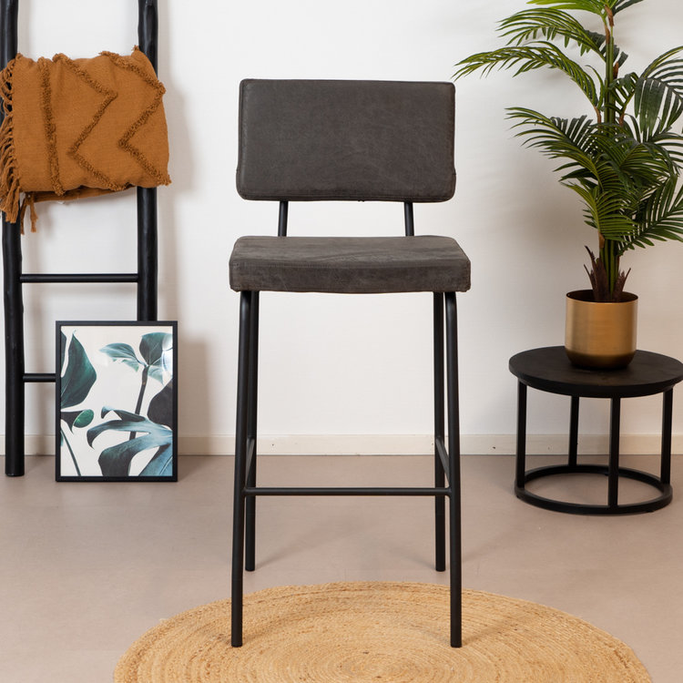 Tabouret de bar Espen Eco-cuir anthracite 64 - 77 cm