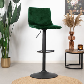 Tabouret de bar velours Frenkie vert 60-76 cm