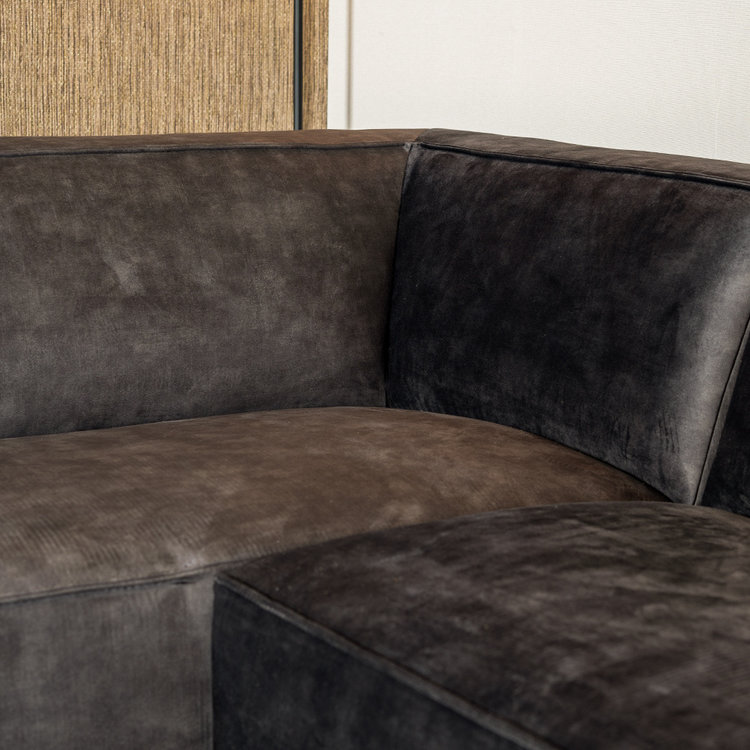 Canapé d'angle en velours Memphis gris gauche