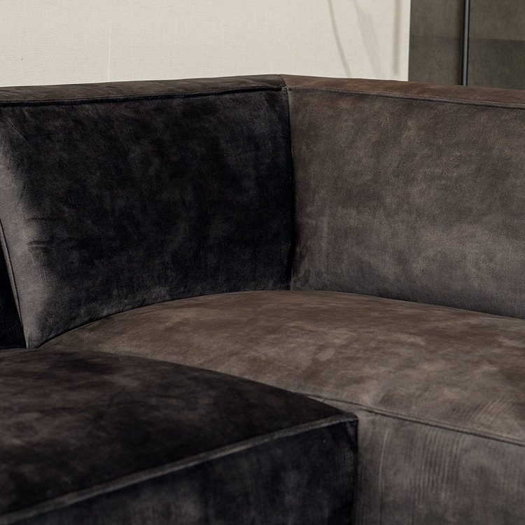Canapé d'angle en velours Memphis anthracite droit