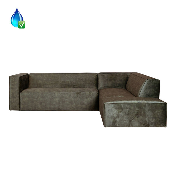 Canapé d'angle en velours Memphis vert foncé droit