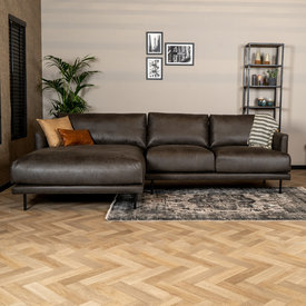 Canapé industriel d'angle gauche Denver anthracite éco-cuir