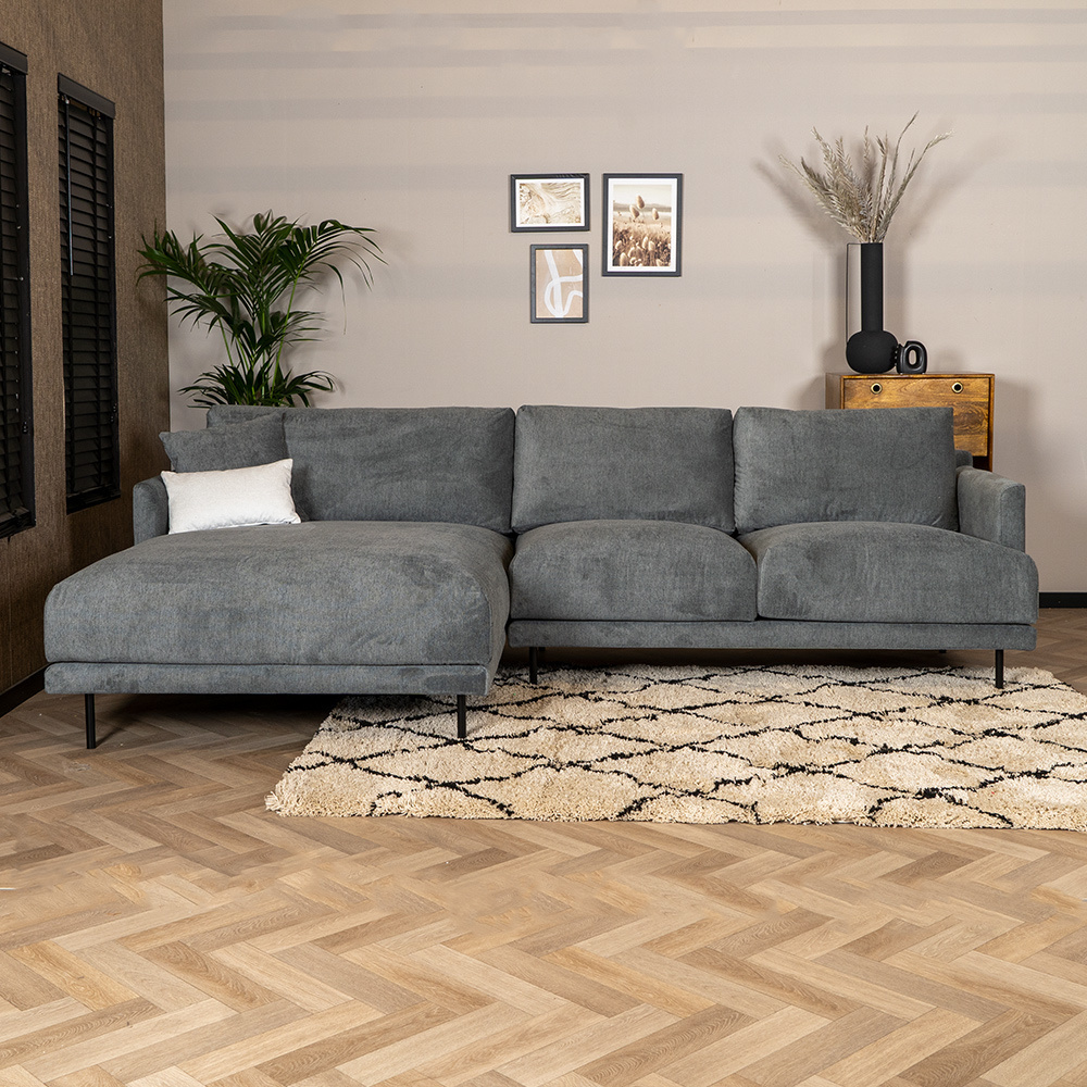 Canapé d'angle gauche Scandinave Denver mélangé anthracite