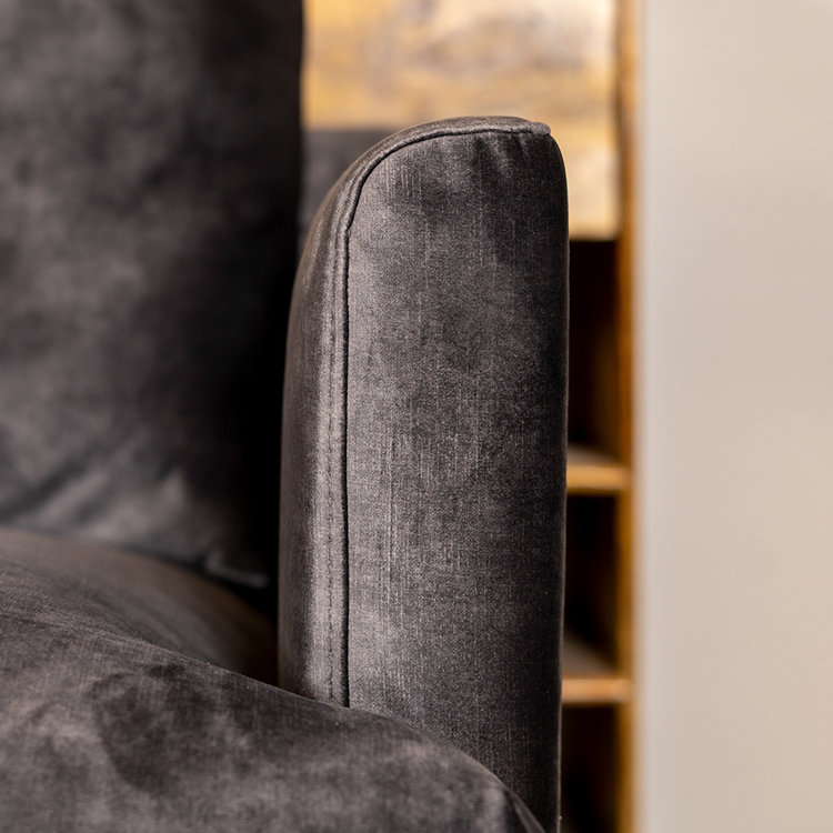 Canapé d'angle en velours Denver anthracite gauche