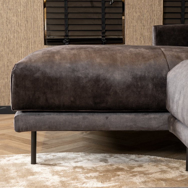 Canapé d'angle en velours Denver anthracite gauche