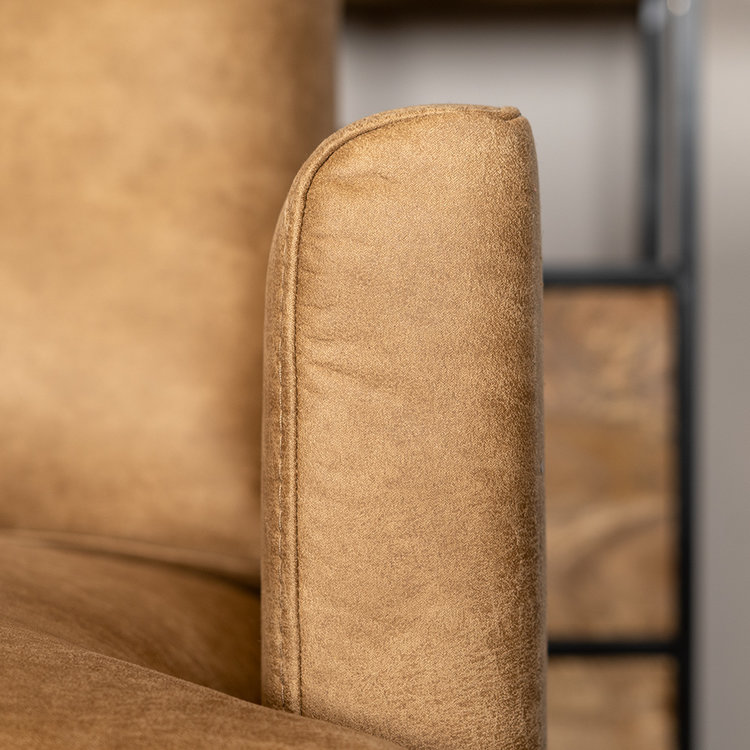 Canapé industriel d'angle gauche Denver beige éco-cuir