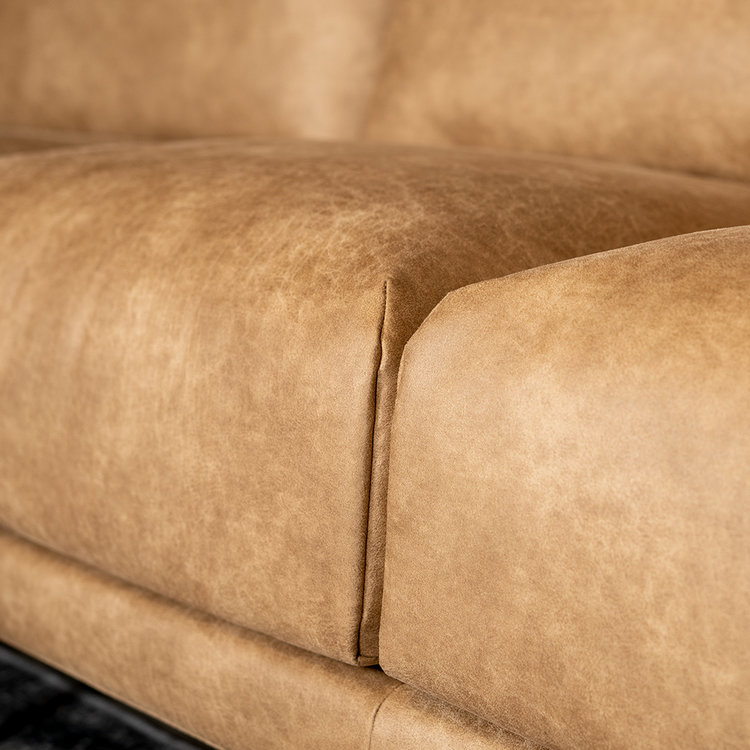 Canapé industriel d'angle gauche Denver beige éco-cuir