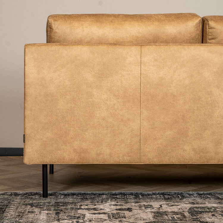 Canapé industriel d'angle gauche Denver beige éco-cuir