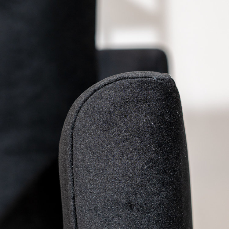 Canapé d'angle gauche en velours Denver noir