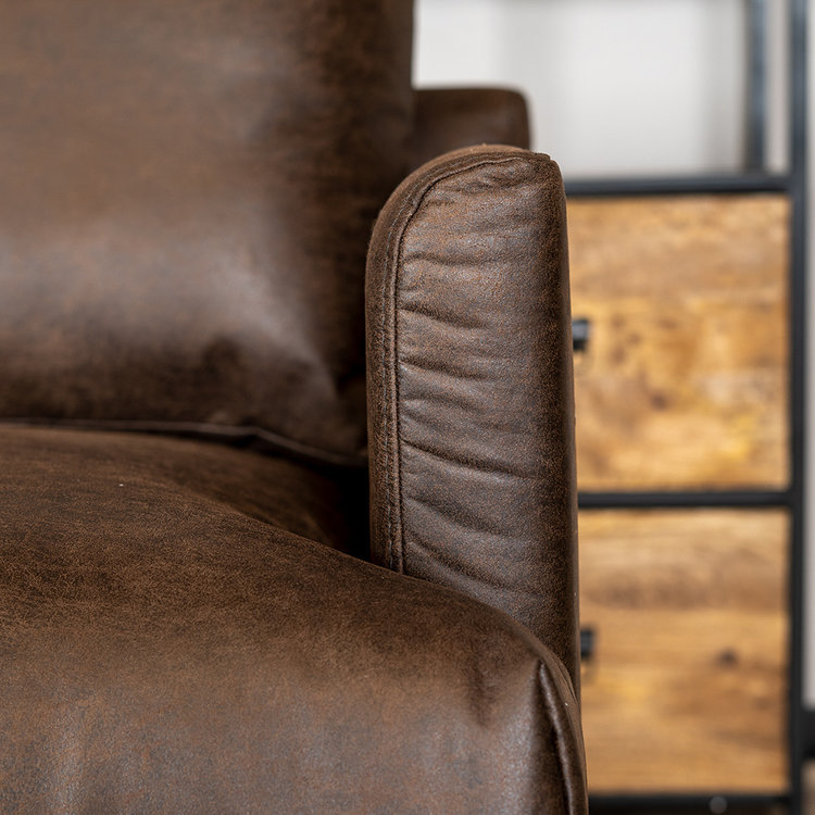 Canapé industriel d'angle gauche Denver brun éco-cuir