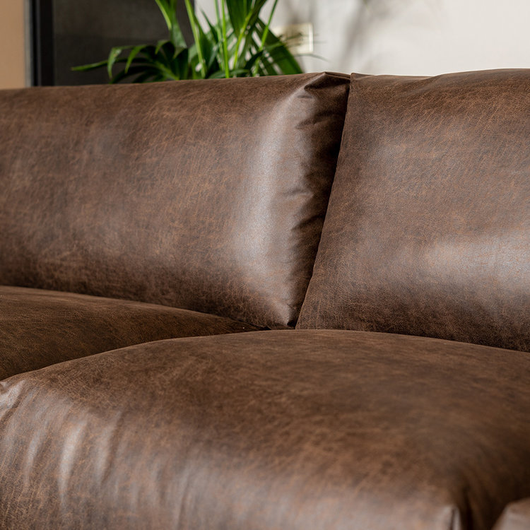 Canapé industriel d'angle gauche Denver brun éco-cuir