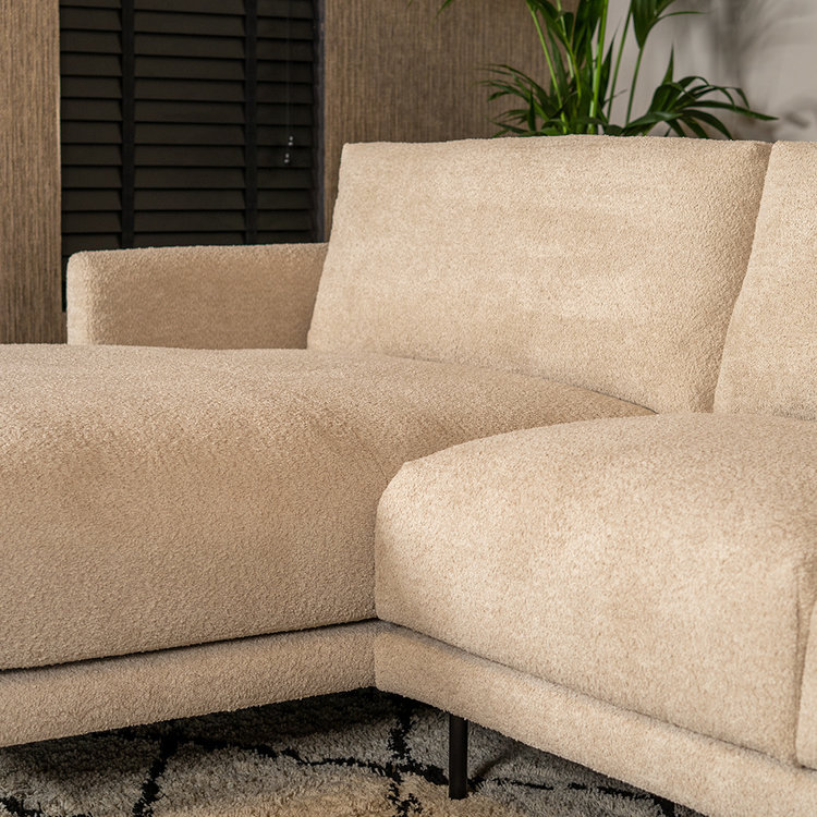 Canapé d'angle gauche scandinave Denver bouclette taupe