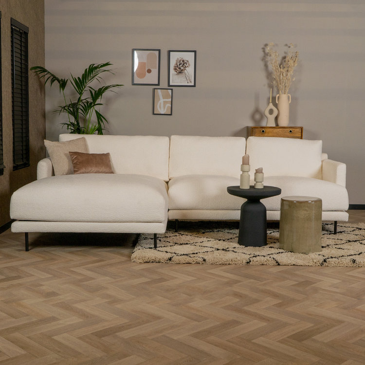 Canapé d'angle gauche scandinave Denver bouclette blanc