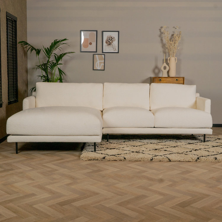 Canapé d'angle gauche scandinave Denver bouclette blanc