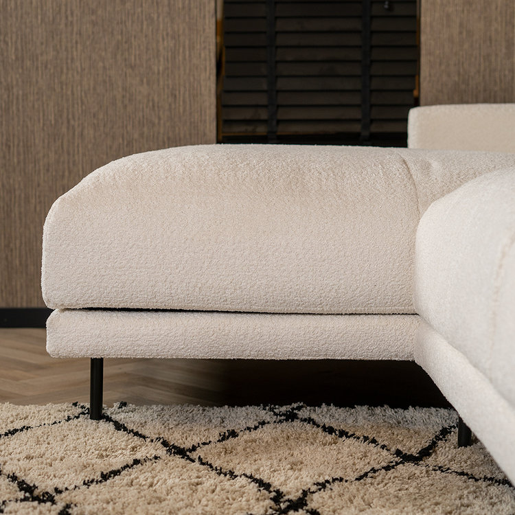 Canapé d'angle gauche scandinave Denver bouclette blanc