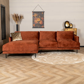 Canapé d'angle en velours Denver cuivre gauche