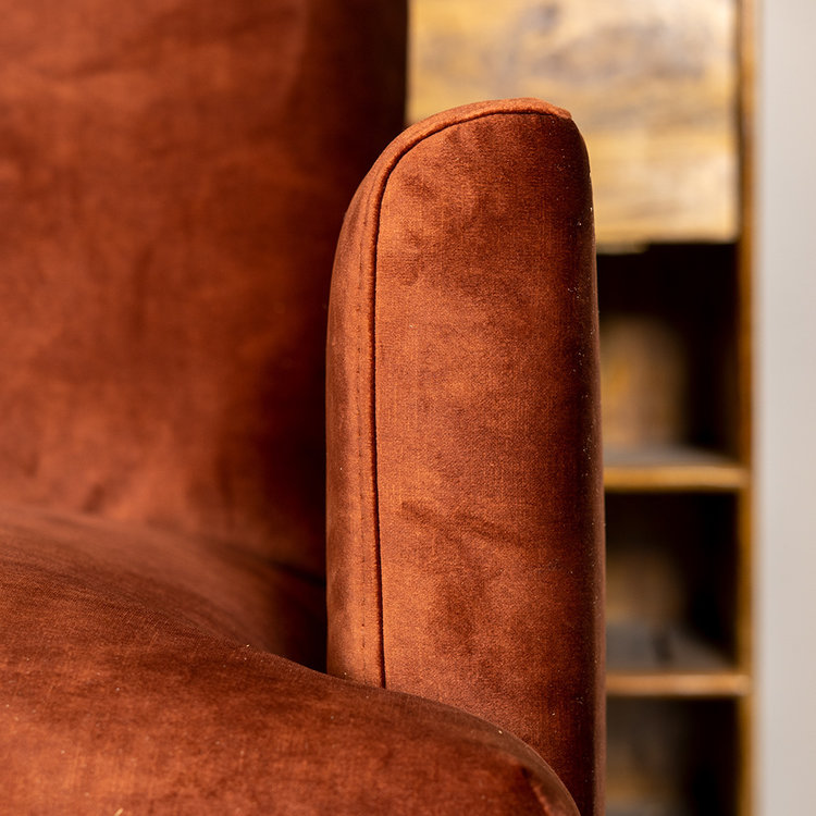 Canapé d'angle en velours Denver cuivre gauche