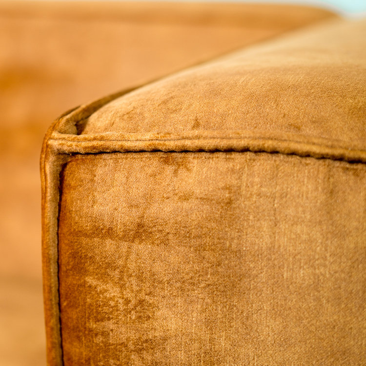 Canapé en velours 2,5 places Memphis cognac