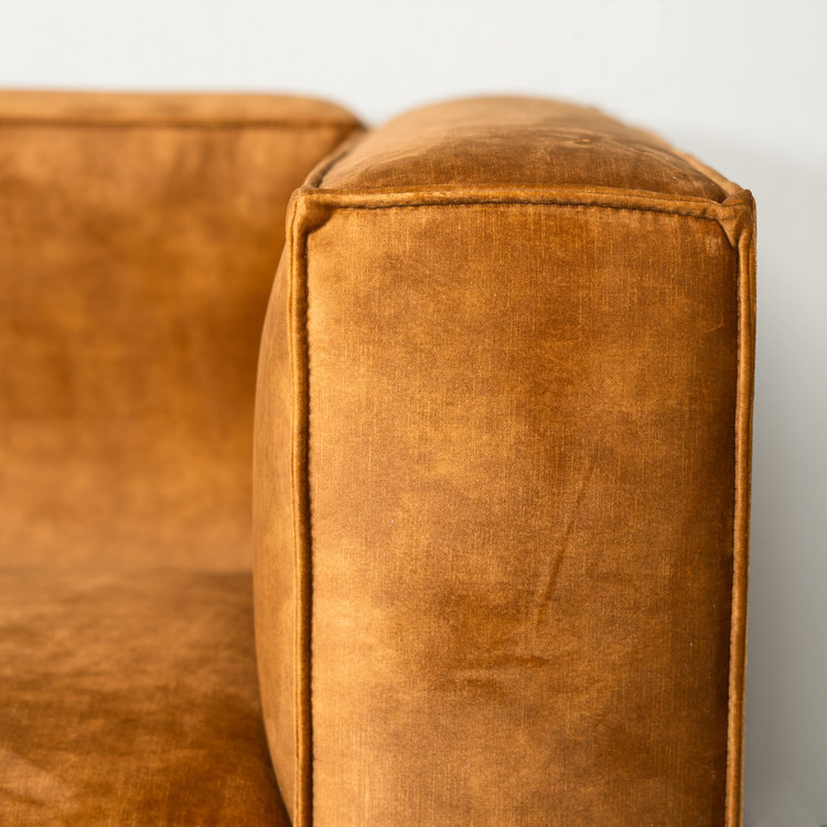 Canapé en velours 3 places Memphis jaune