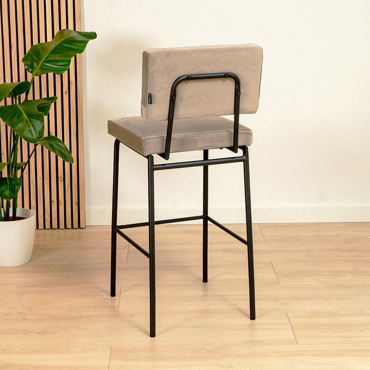 Tabouret de bar en velours Espen taupe 64-77 cm