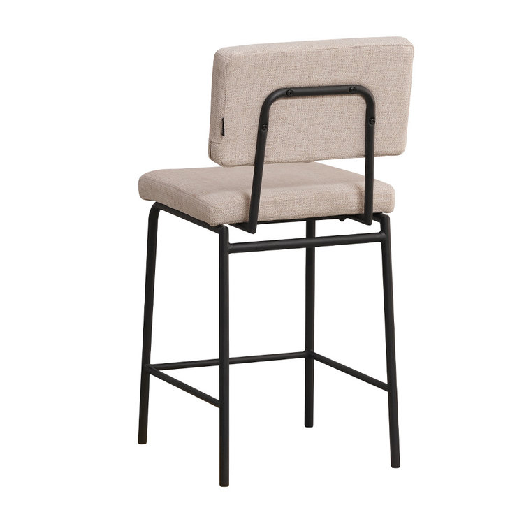 Tabouret de bar scandinave Espen beige en tissu recyclé 64-77 cm