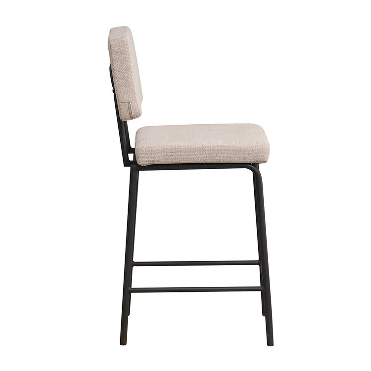 Tabouret de bar scandinave Espen beige en tissu recyclé 64-77 cm