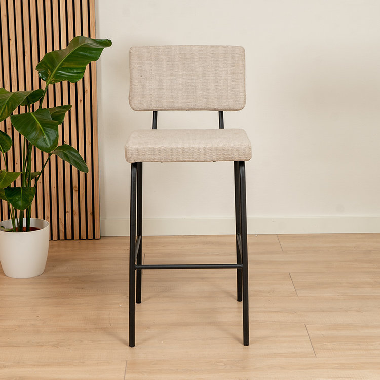 Tabouret de bar scandinave Espen beige en tissu recyclé 64-77 cm