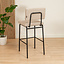 Tabouret de bar scandinave Espen beige en tissu recyclé 64-77 cm
