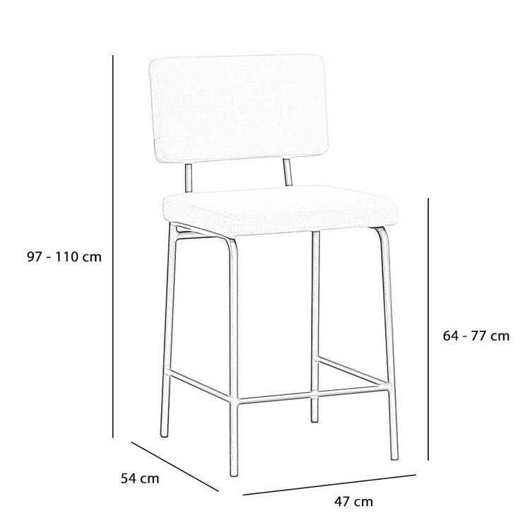 Tabouret de bar scandinave Espen beige en tissu recyclé 64-77 cm