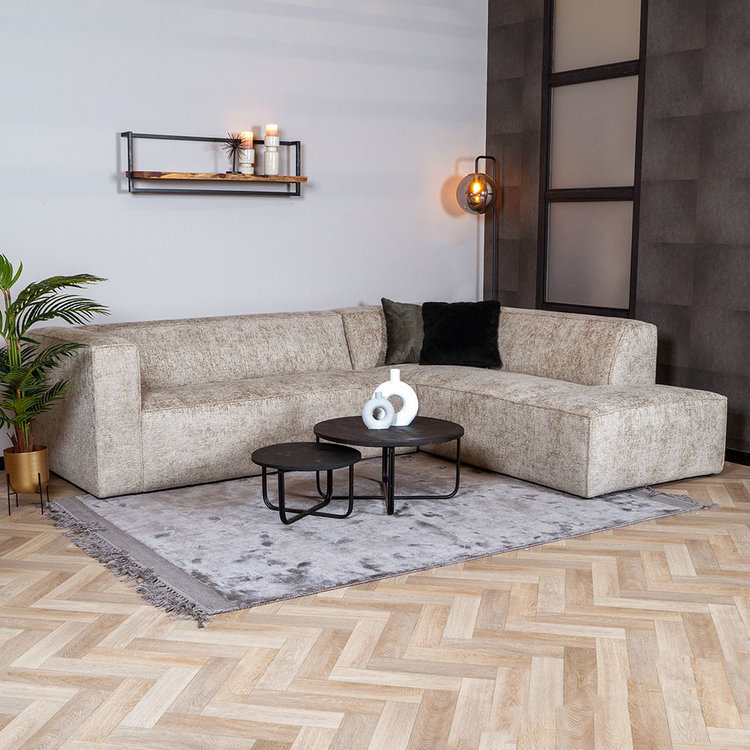 Canapé d'angle Memphis tissu chenille taupe droit