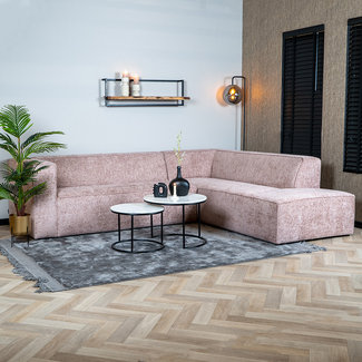 Canapé d'angle Memphis tissu chenille rose droit