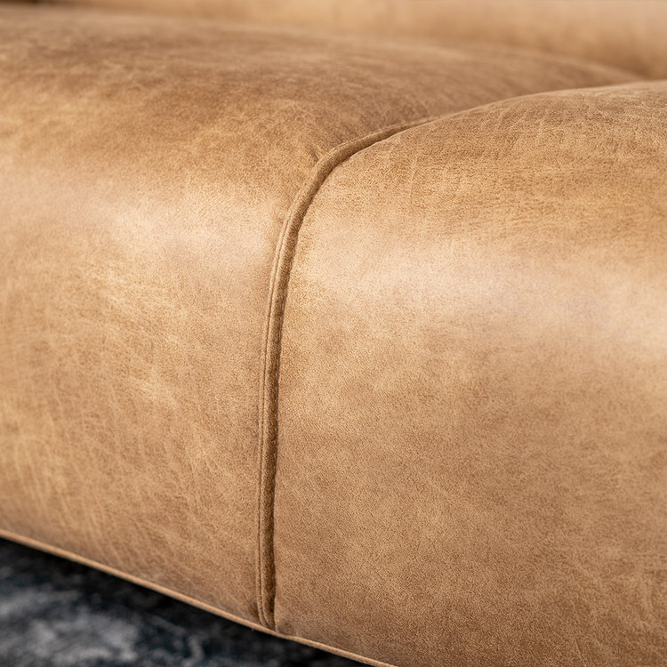 Canapé industriel 2,5 places Vegas éco-cuir beige