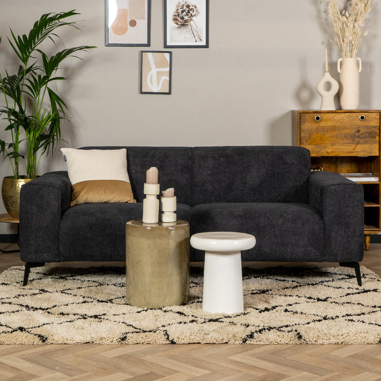 Canapé scandinave 2,5 places Vegas bouclette noir