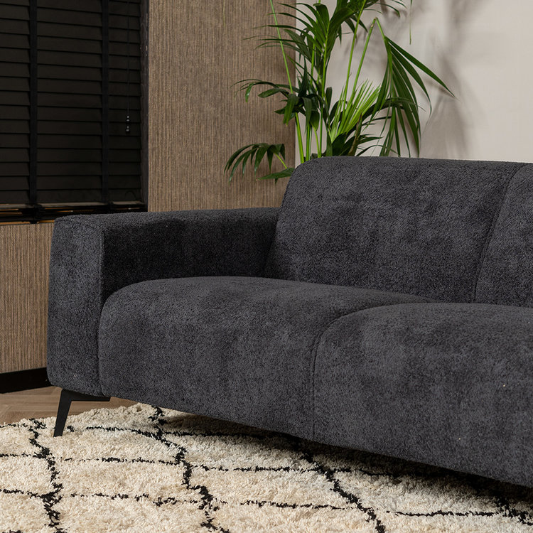 Canapé scandinave 2,5 places Vegas bouclette noir